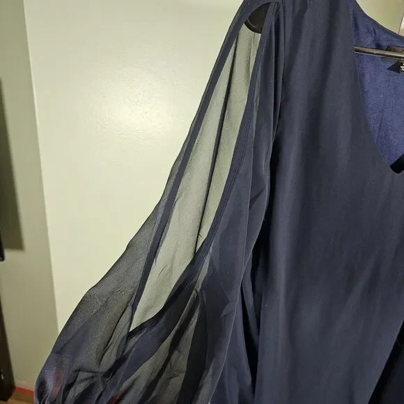 Lulus Women's Navy Blue Shifting Dears Long Sleeve Shift Dress Size Medium - Picture 3 of 9